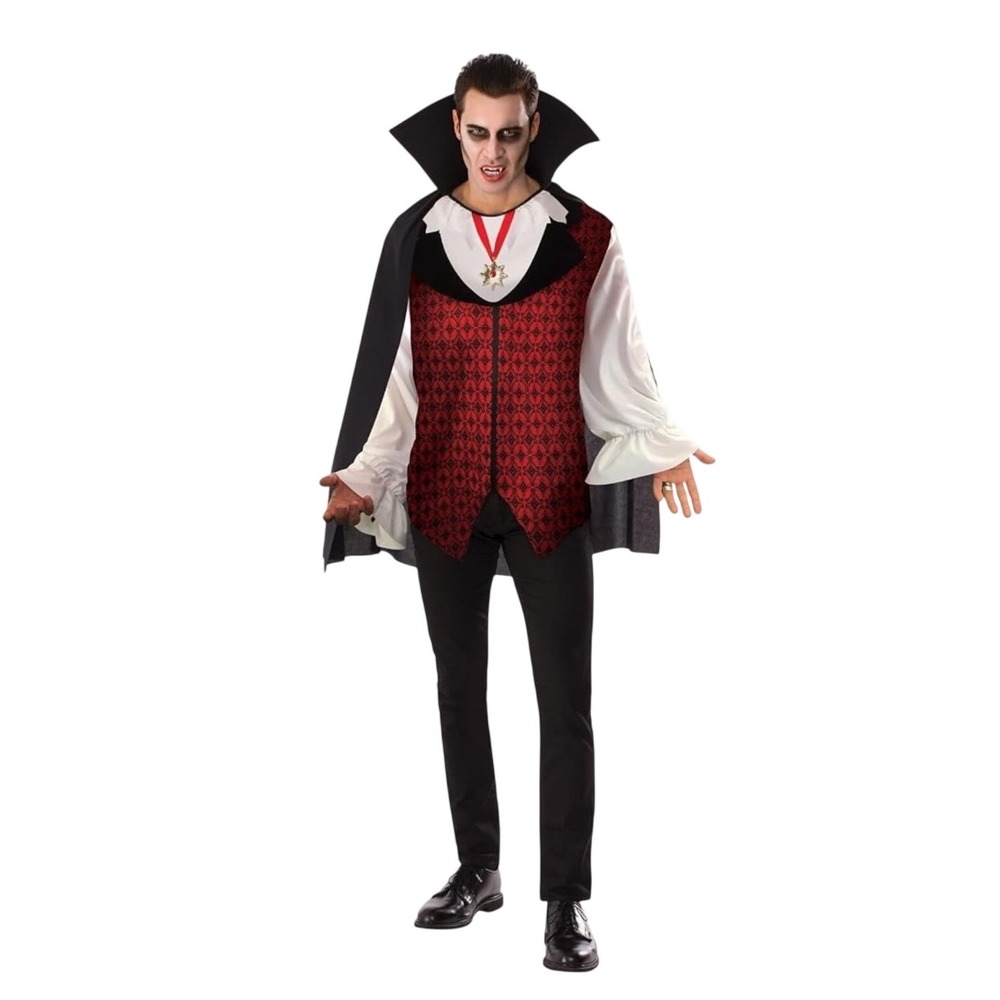 Way to Celebrate Vampire Halloween Costume Adults Mens Large Red Black Goth